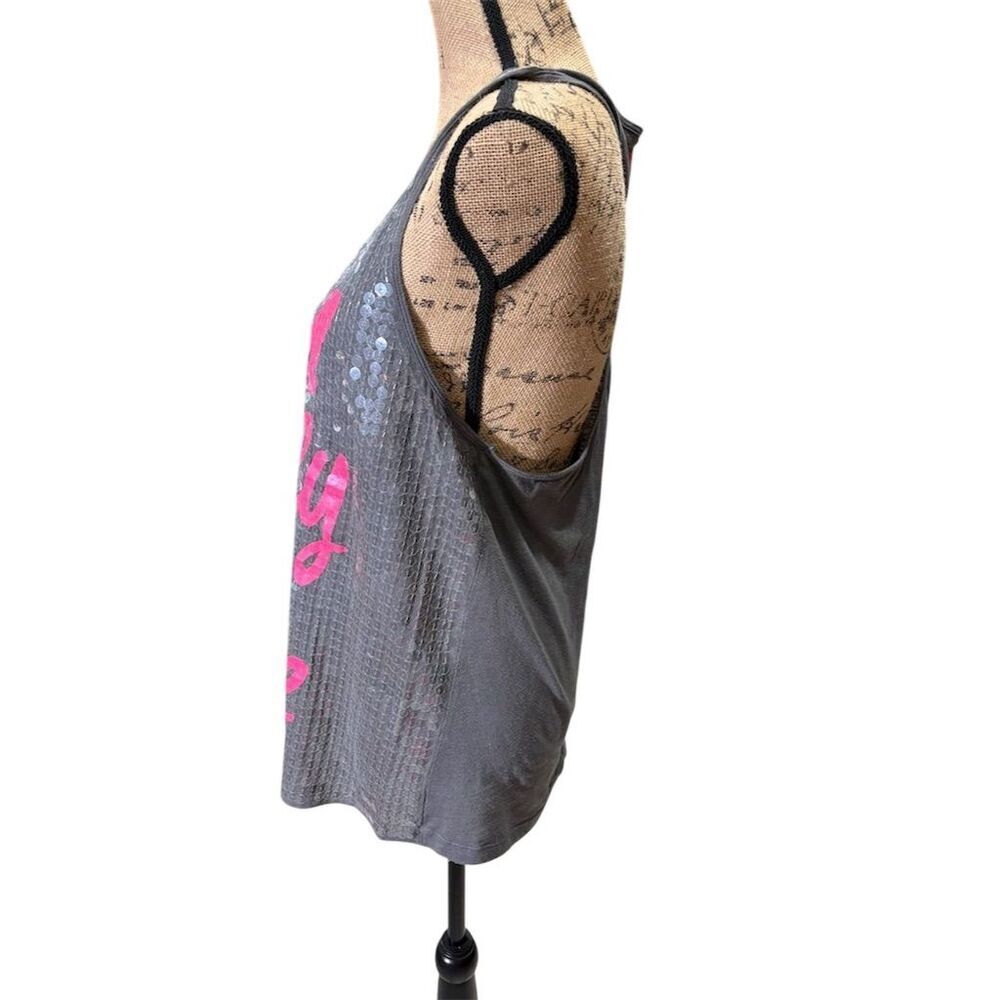 Victoria's Secret PINK Women's Gray Sequin Tank Top Size L - Picture 4 of 8